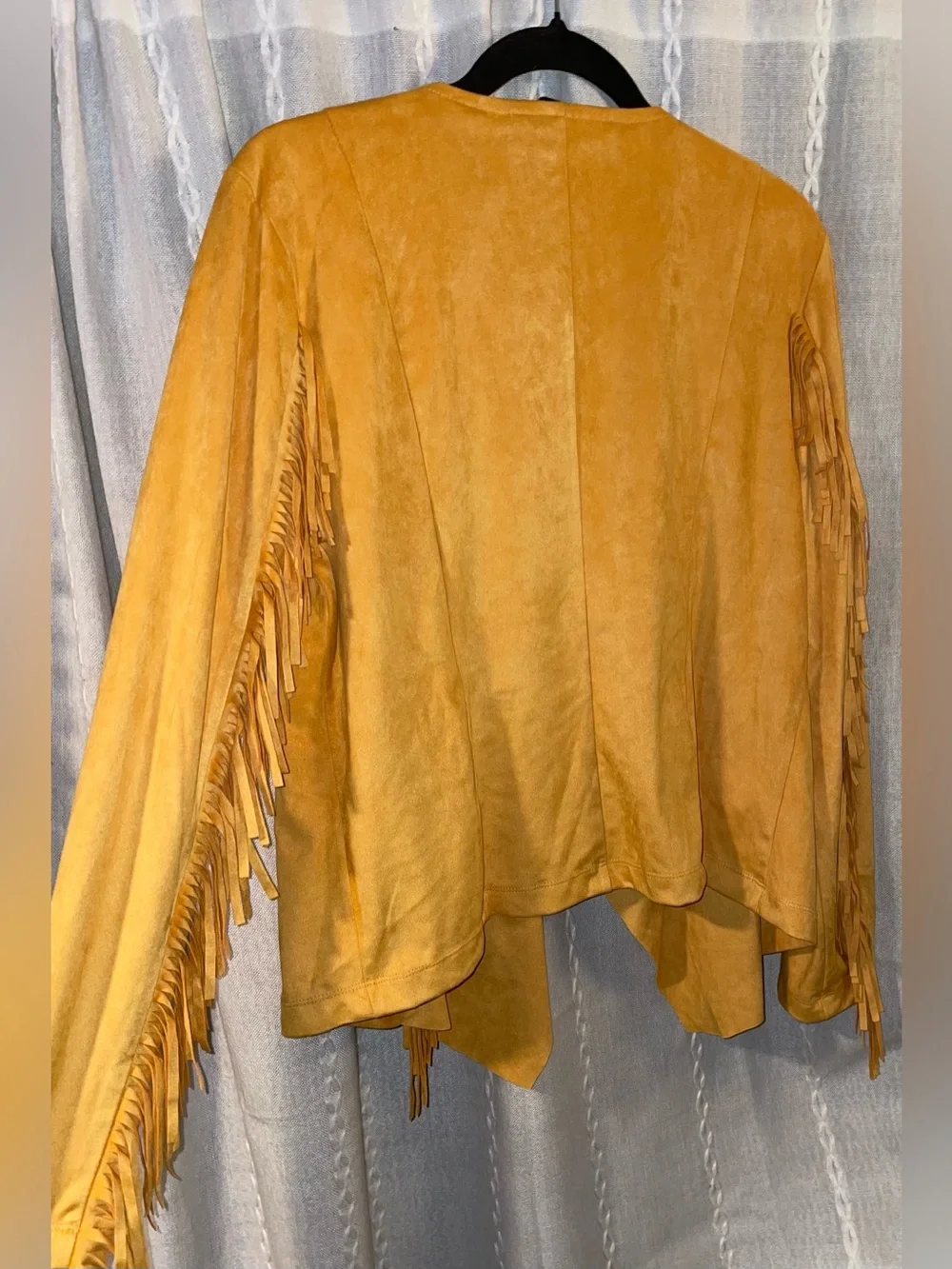 Colleen Lopez Golden Yellow Fringe Open-Front Cardigan